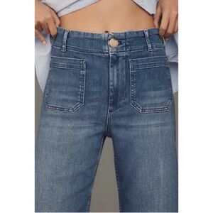 NWT Anthropologie The Colette Crop Wide-Leg Jeans Maeve Medium Blue Denim 31P